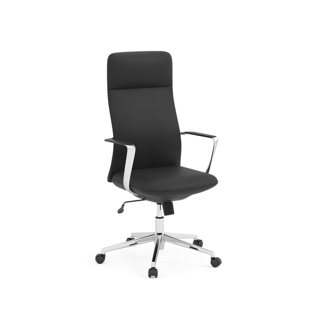black, maximus collection new executive office chair, high back top grain leather, chrome legs and arms
