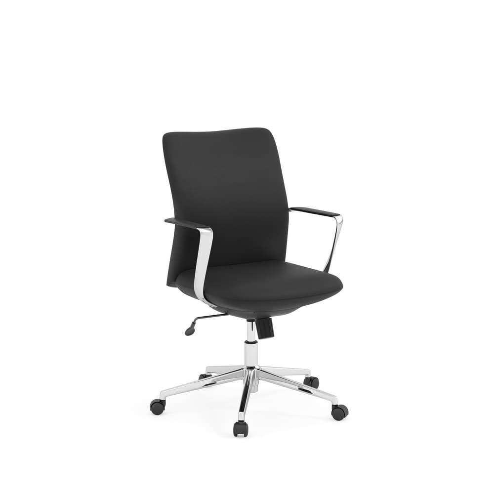 black, maximus collection new executive office chair, mid back top grain leather, chrome legs and arms