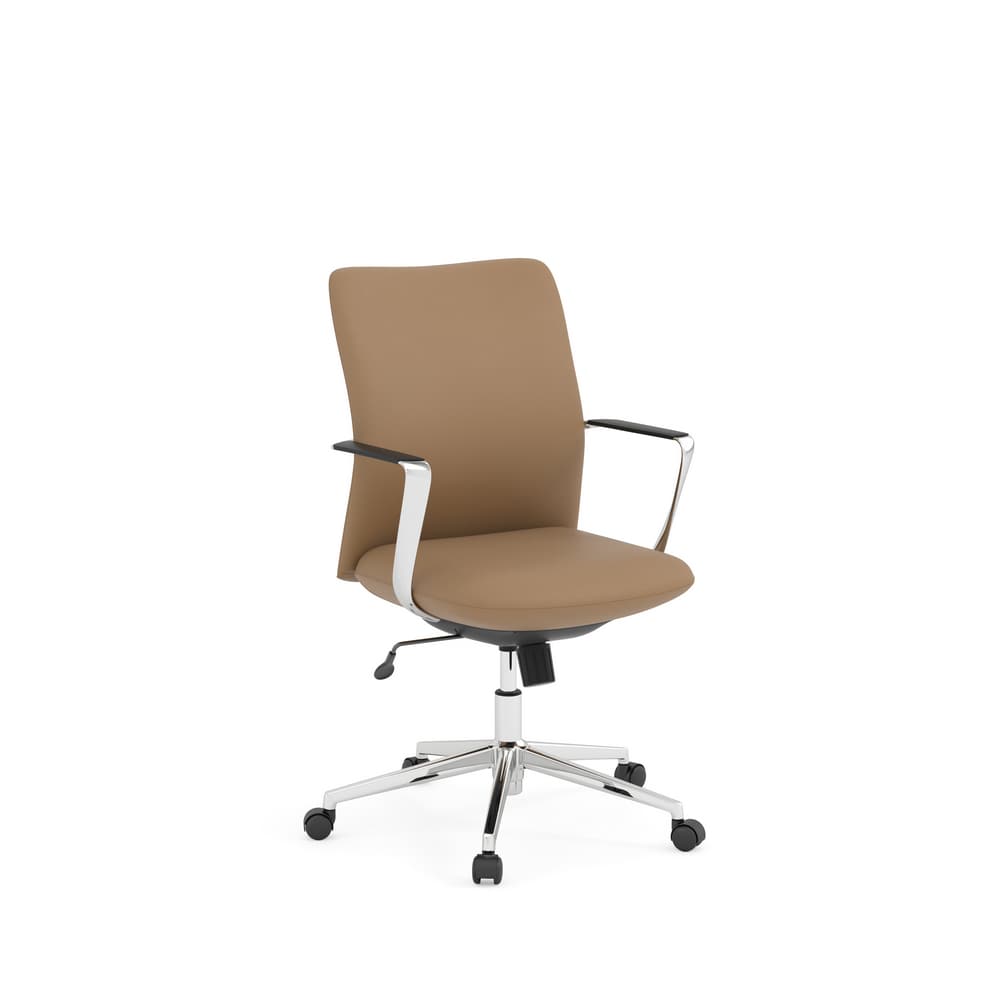 brown, maximus collection new executive office chair, mid back top grain leather, chrome legs and arms