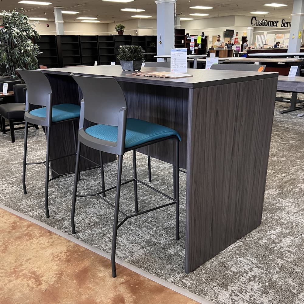 collaboration table, bar height, new, coastal grey laminate, 72 x 30, new office furniture