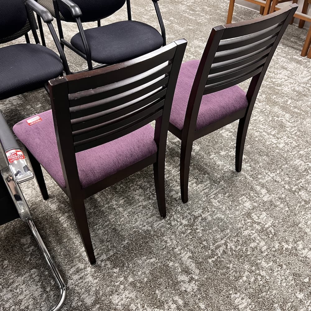 purple upholstered dining chairs with espresso frame, used furniture