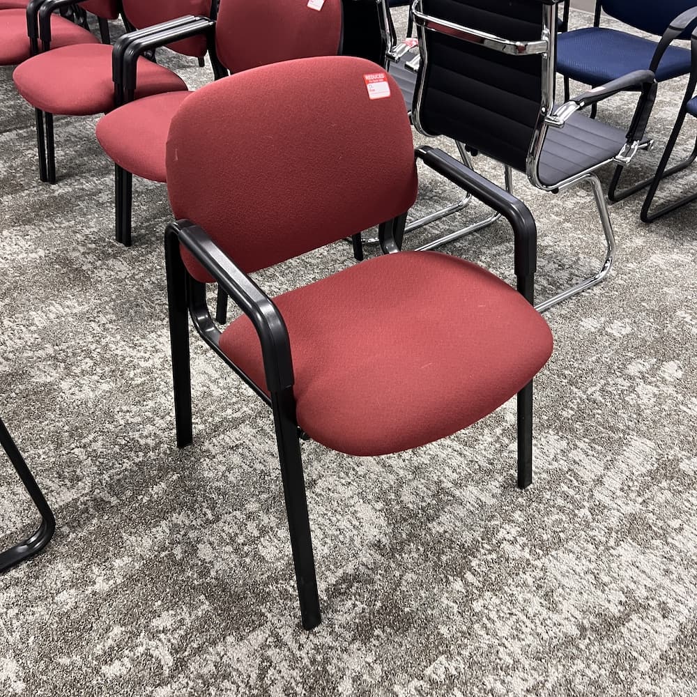 hon red upholstered side guest chair, used office furniture
