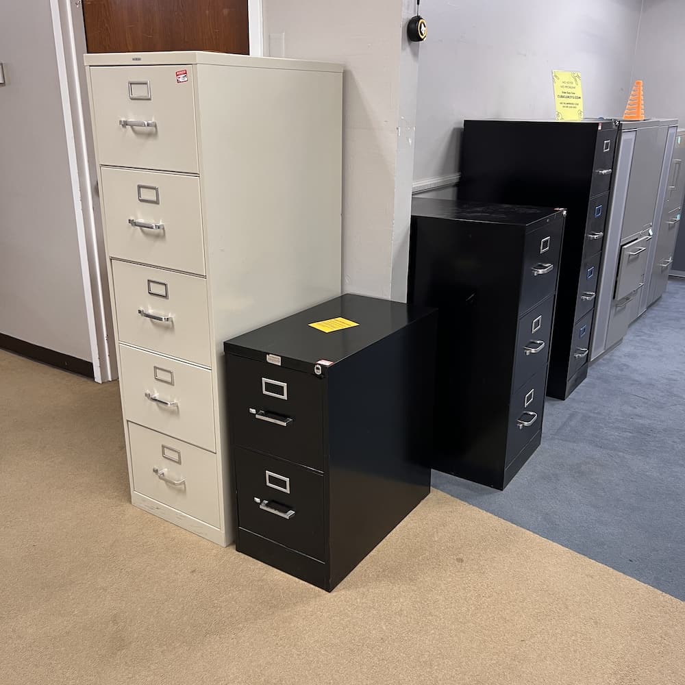 4 drawer vertical files, used office furniture and open box