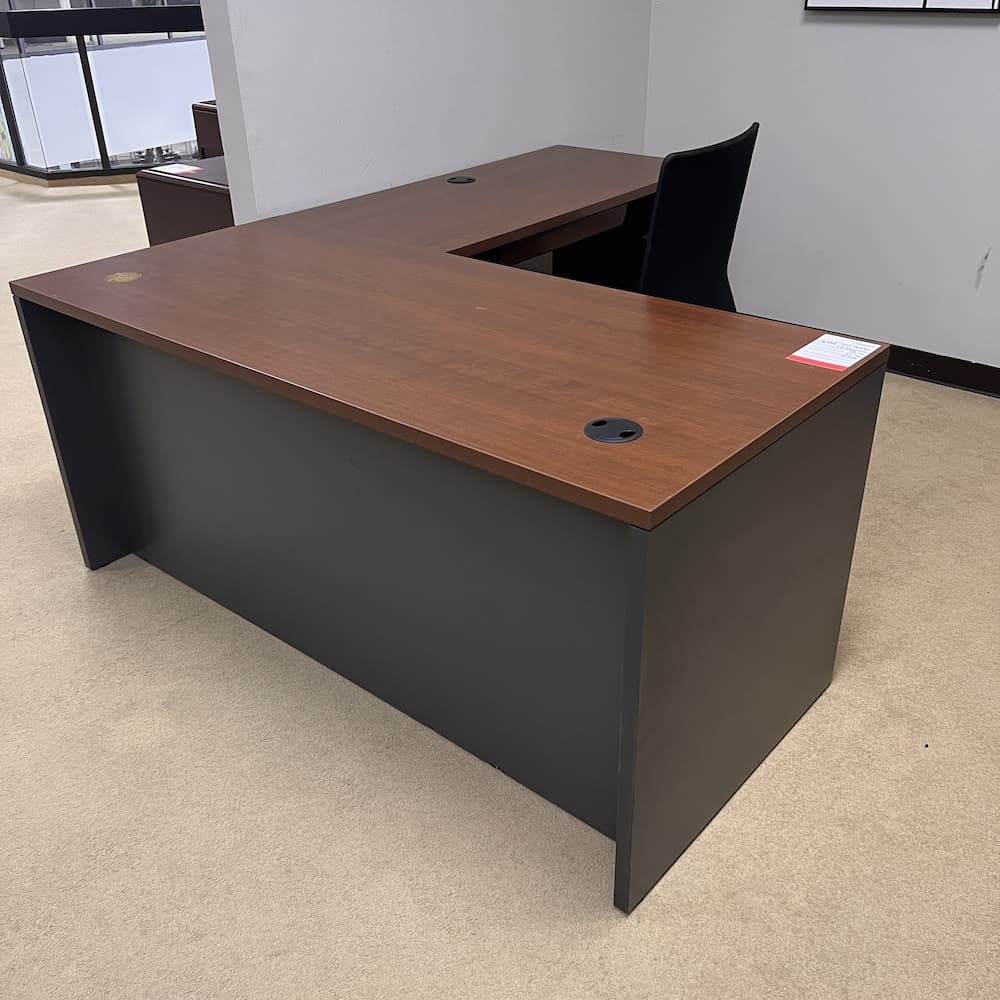 walnut laminate top hon l-desk right return used office furniture
