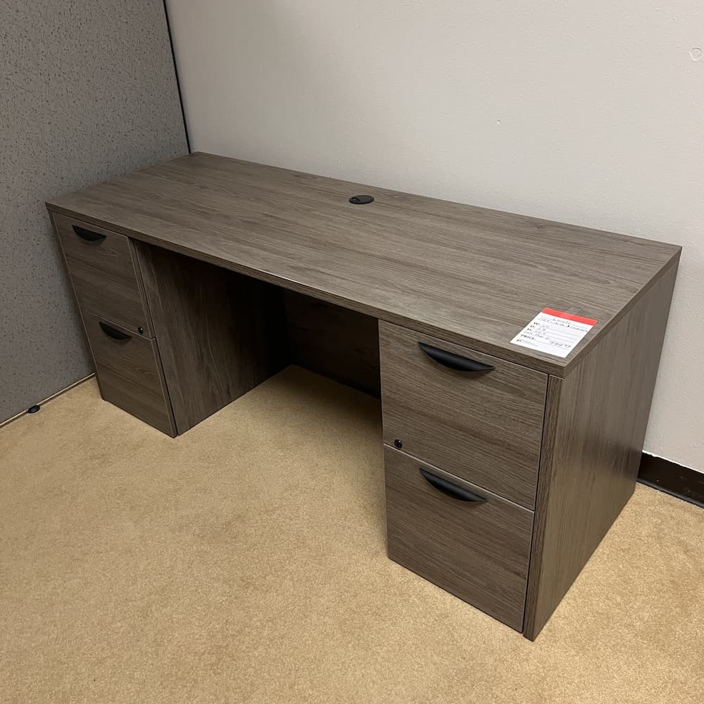 walnut grey elm Lorell desk credenza, used office furniture