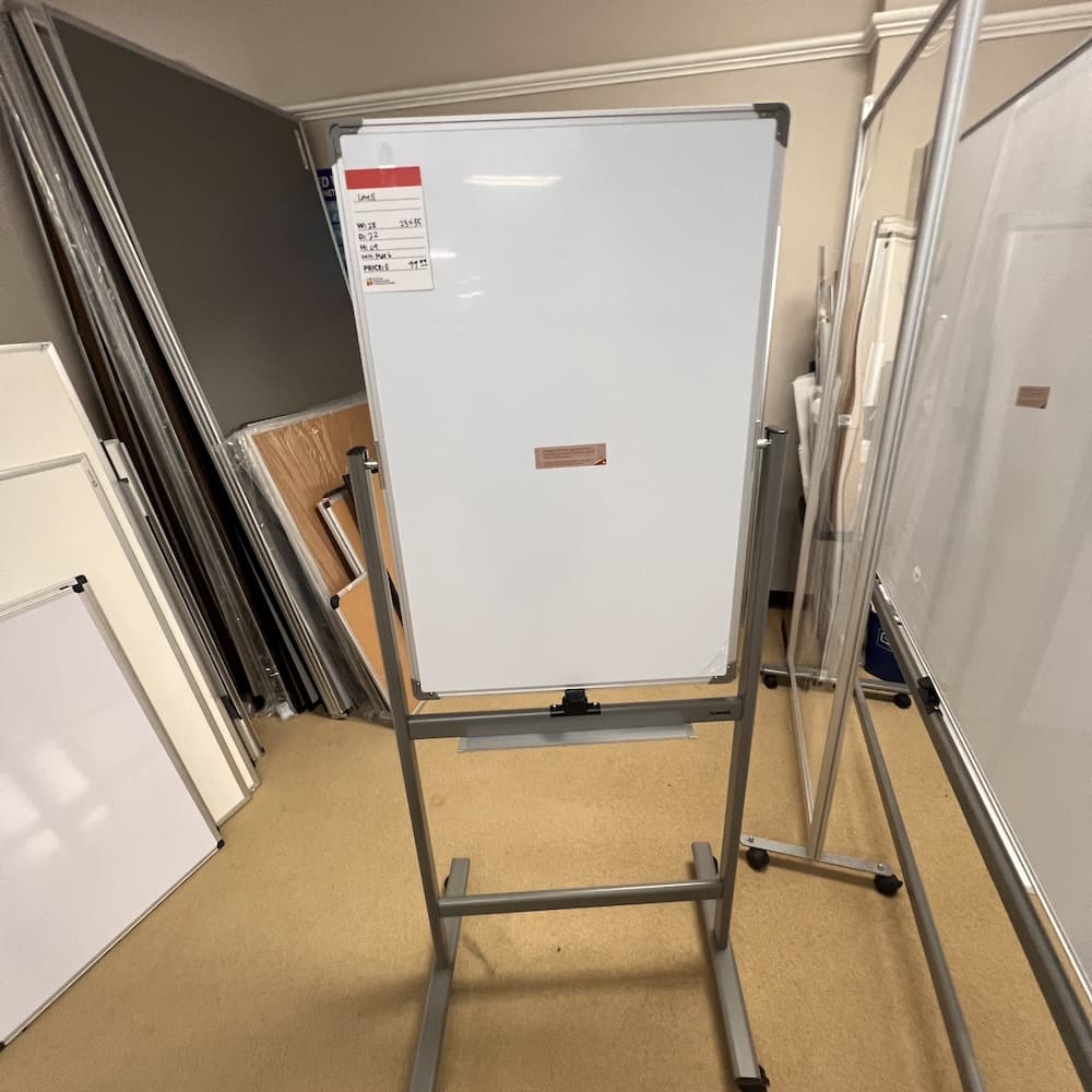 Rolling Dry Erase Whiteboard, white, open box scratch and dent, used office furniture