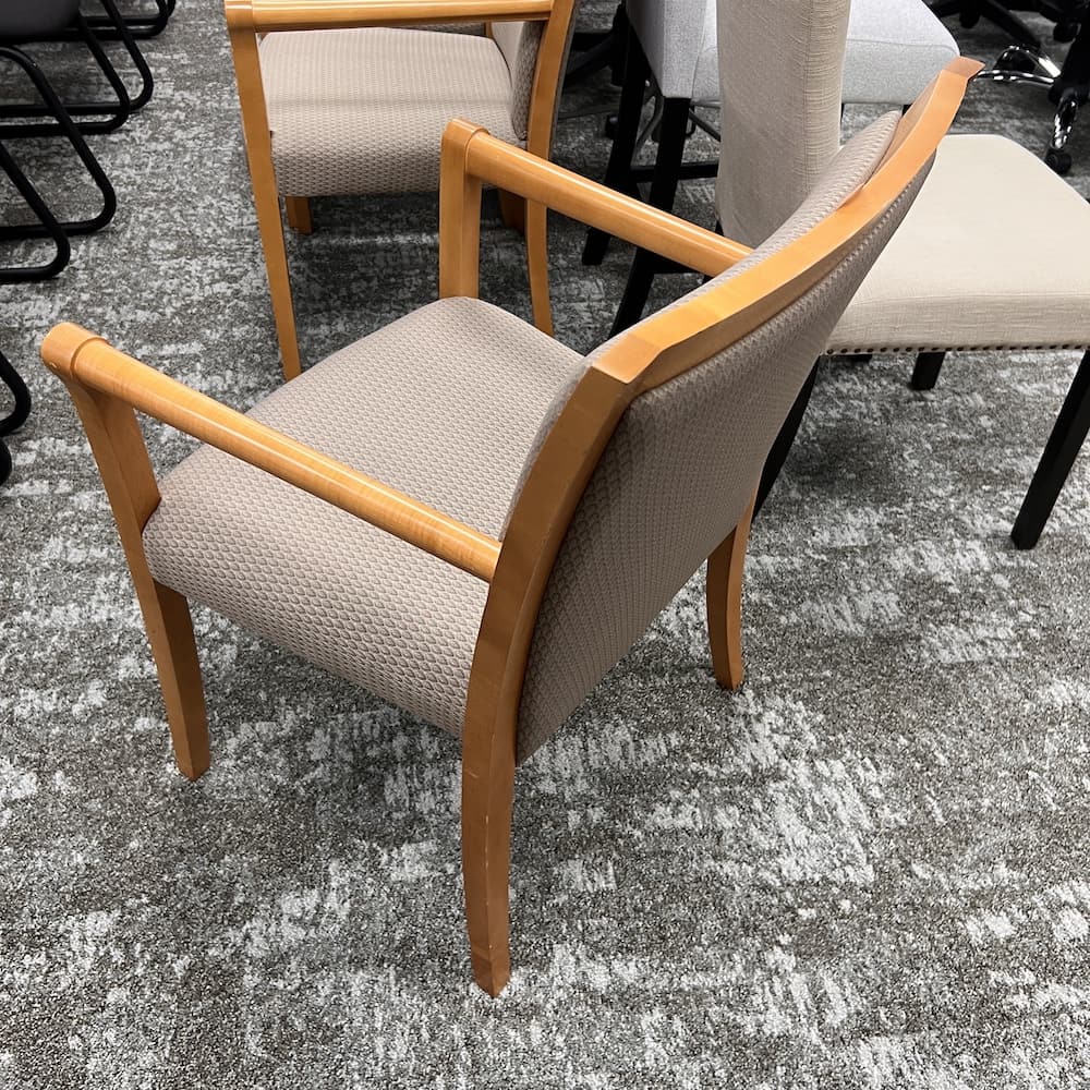 beige and maple Kimball acapella guest chair, used office furniture