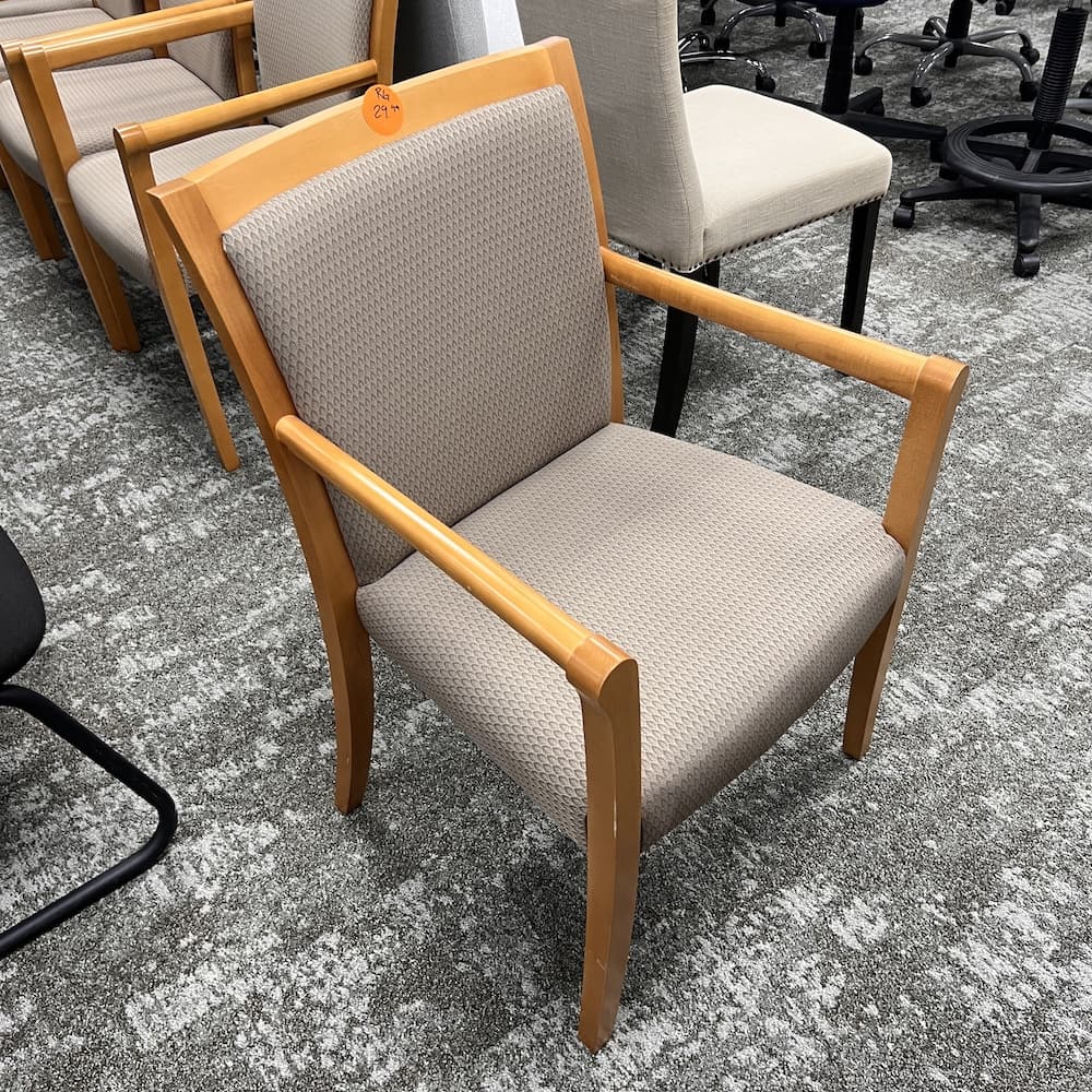 beige and maple Kimball acapella guest chair, used office furniture