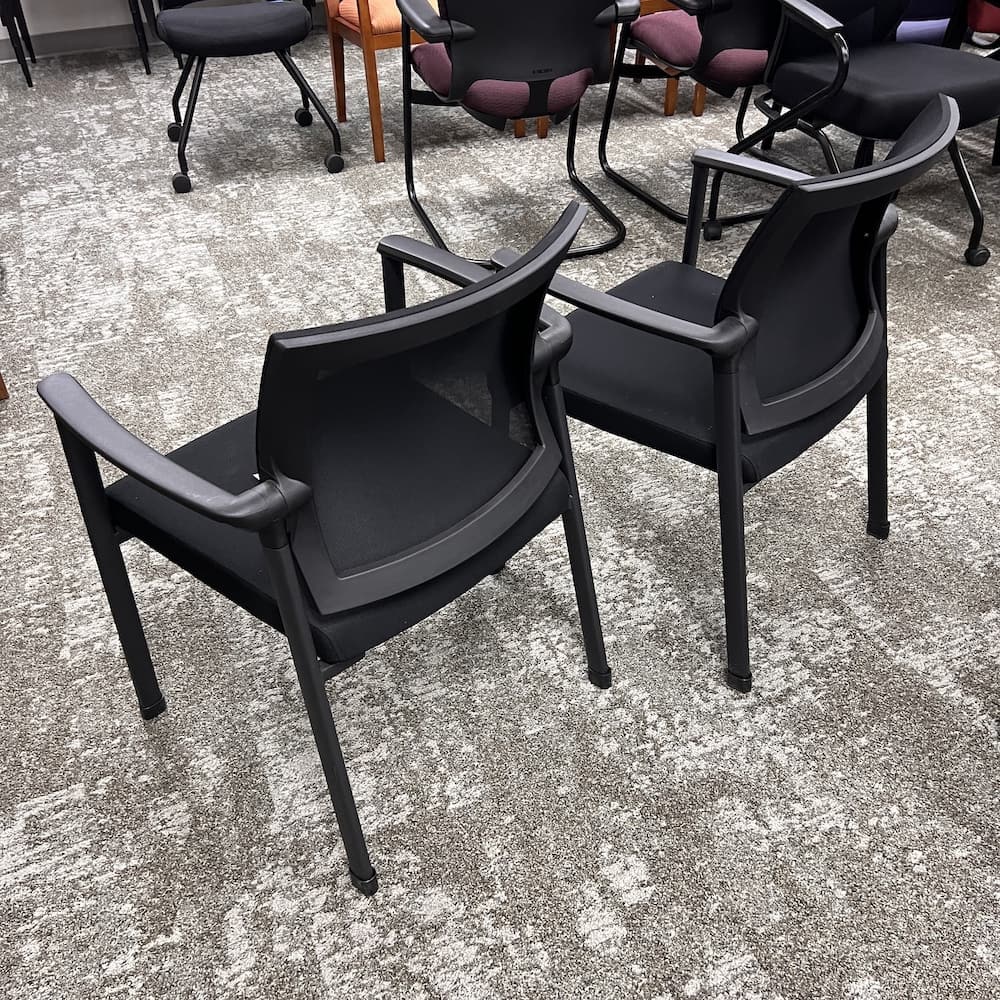 black mesh back office guest chair, Oslo, Office source, open box used office furniture, reception lounge area.