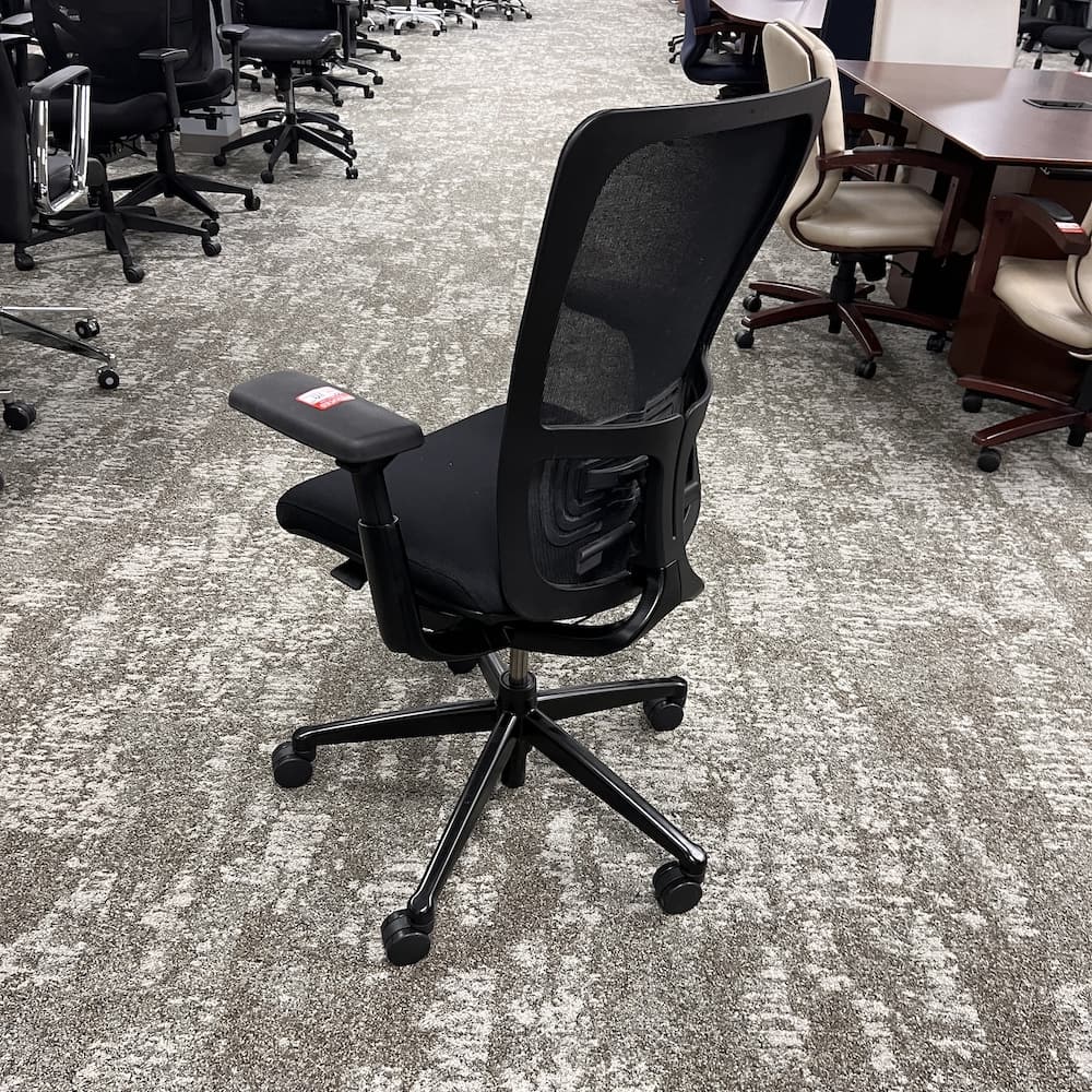 black haworth zody, used office furniture, task chair, mesh back