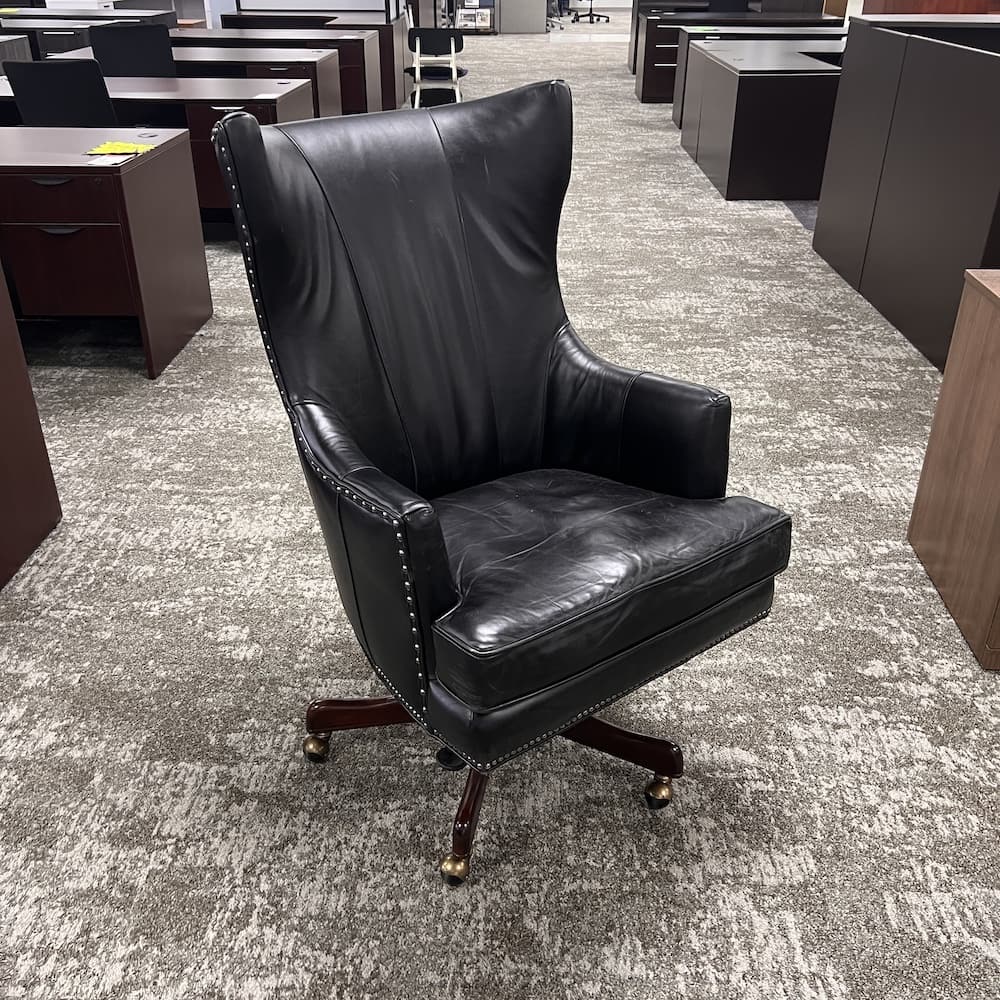 black top grain leather hooker furniture, executive chair, used office furniture, black