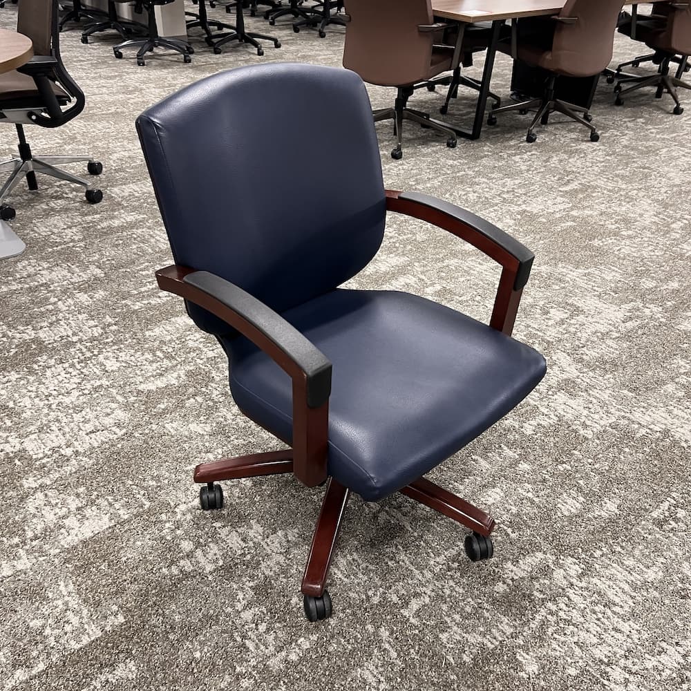 blue vinyl conference chair, Kimball national brand, used office furniture