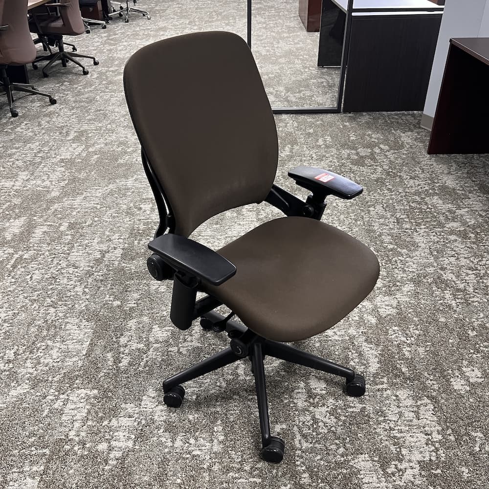 brown upholstered leap v2 steelcase office task chair, used office furniture