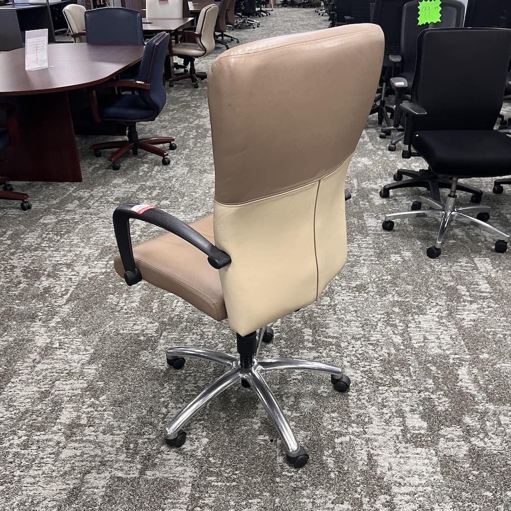 all seating conference chair, two tone tan brown vinyl, used office furniutre