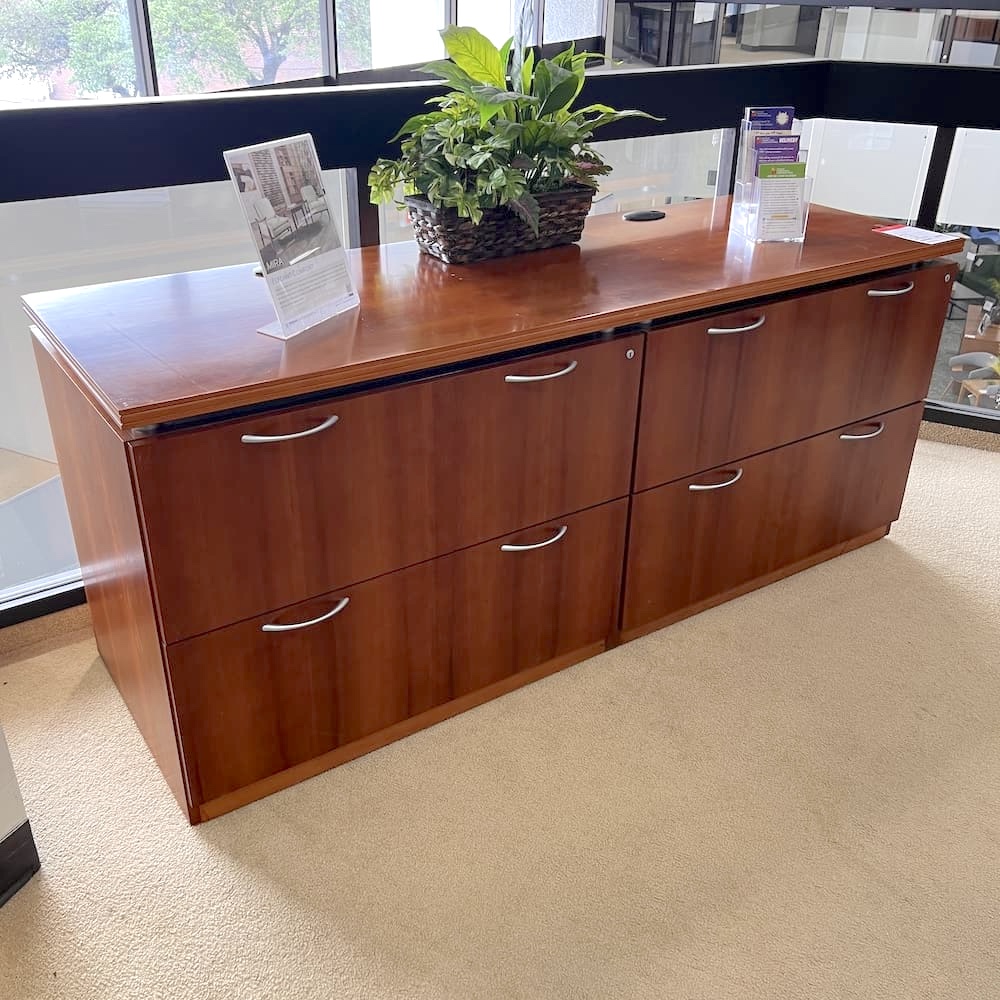 cherry 4 door veneer lateral file cabinet, used office furniture
