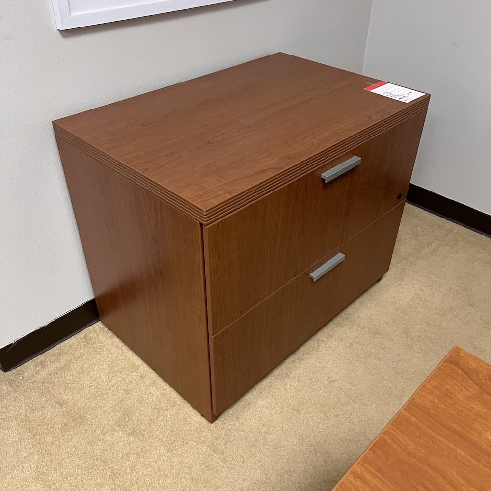 cherry 2 drawer lateral laminate, steelcase brand, used office furniture
