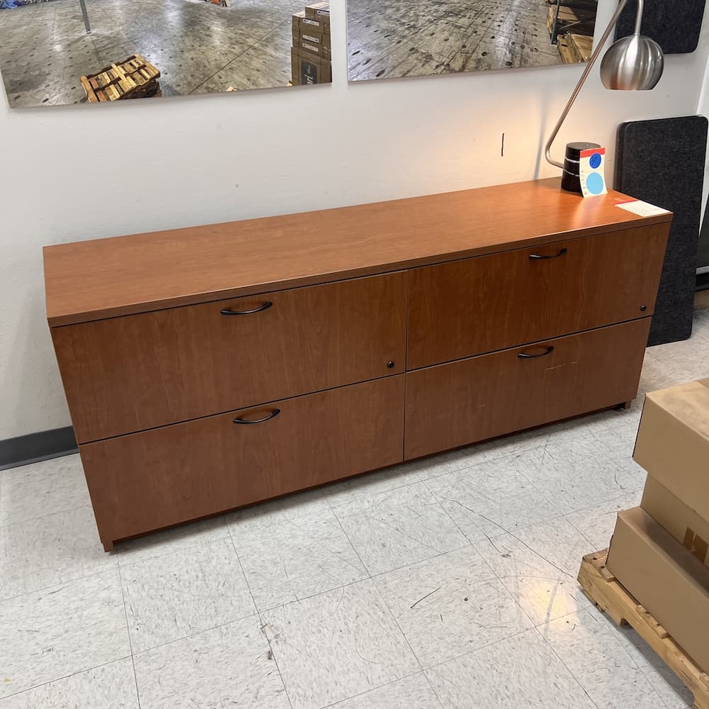cherry laminate credenza, 4 drawer lateral storage cabinet, turnstone steelcase, used office furniture