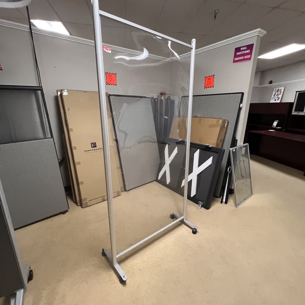 40" W x 81" H Silver Rolling Clear Acrylic Window Room Divider