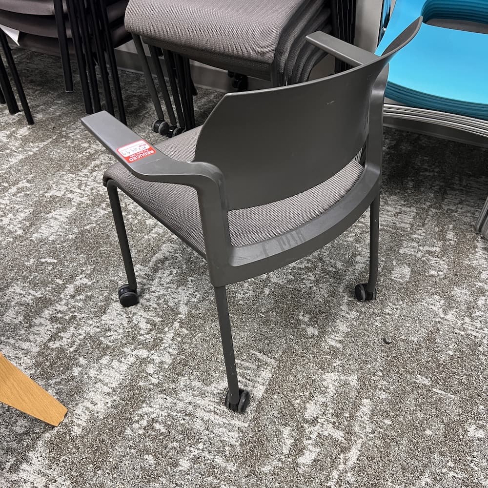 dark grey steelcase move, stacking rolling chair, used office furniture, contract commercial seating