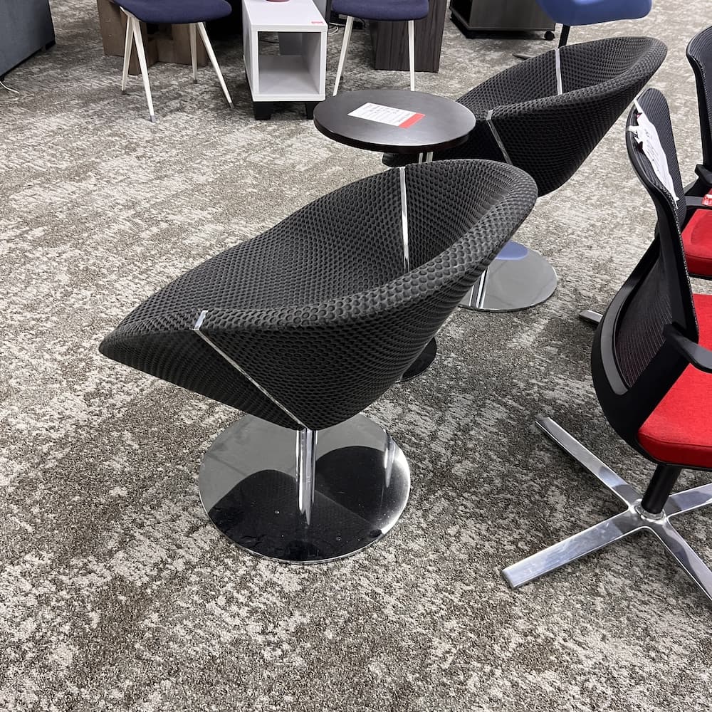 davis furniture MCM swivel chairs set with side table, used office furniture