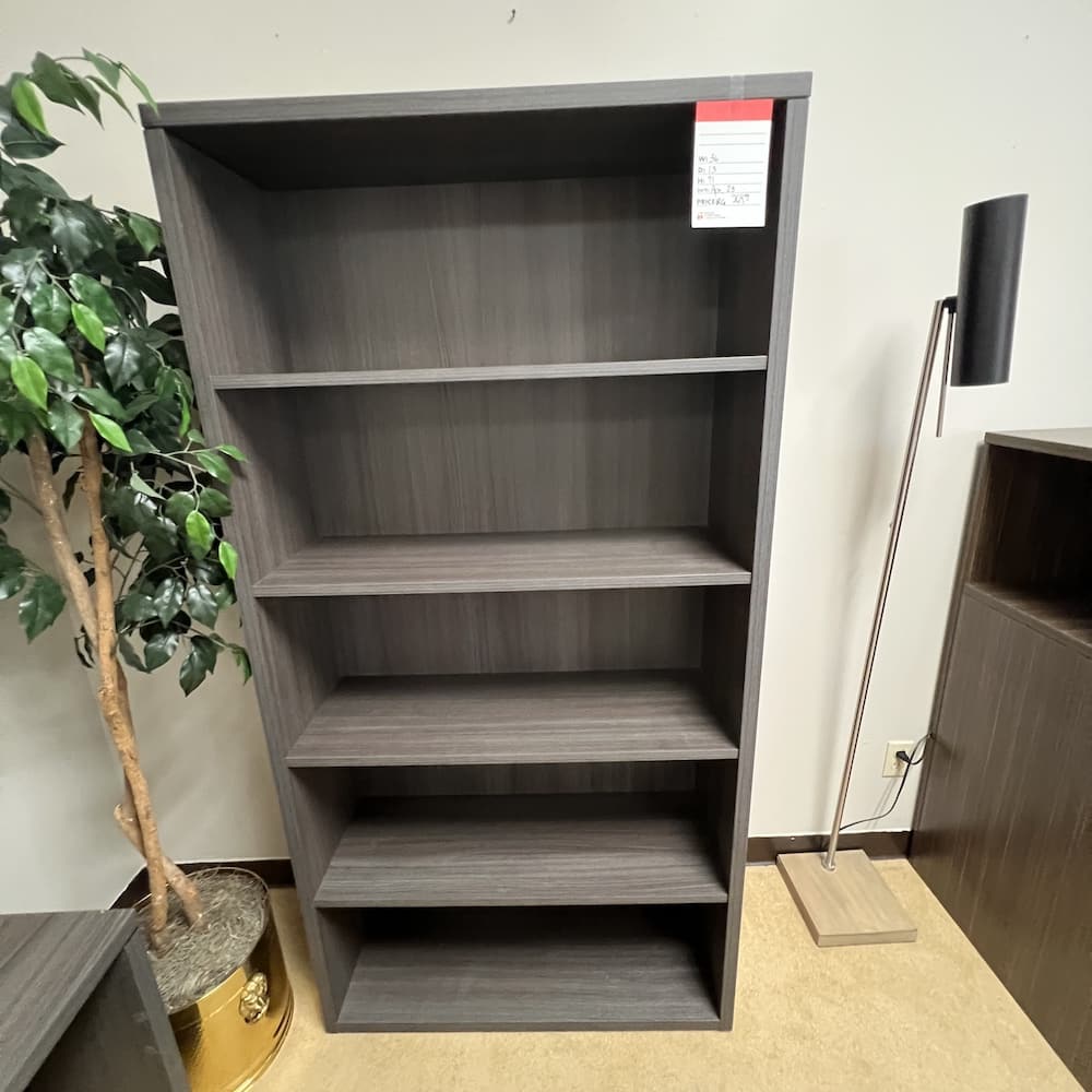 grey laminate hon used bookcase, 71" tall, used office furniture