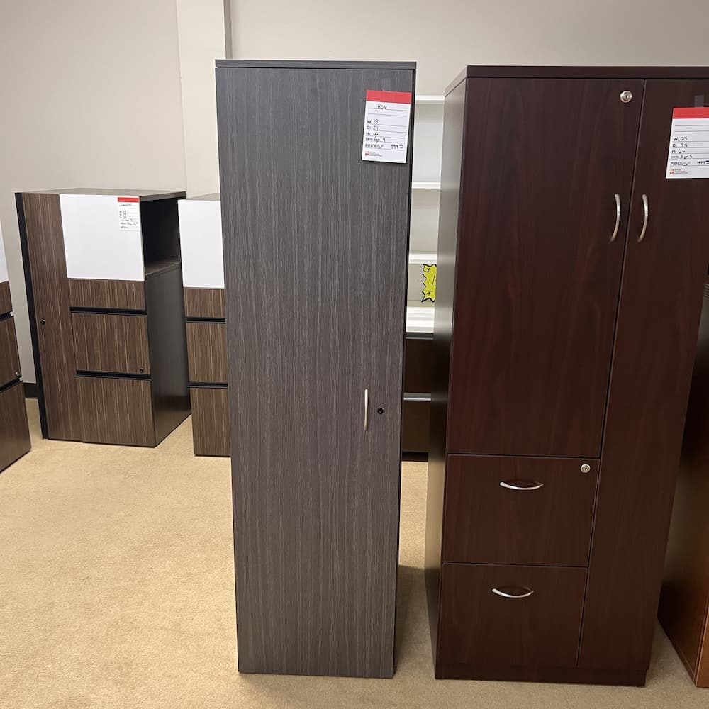 grey hon laminate personal wardrobe storage cabinet, open box office furniture