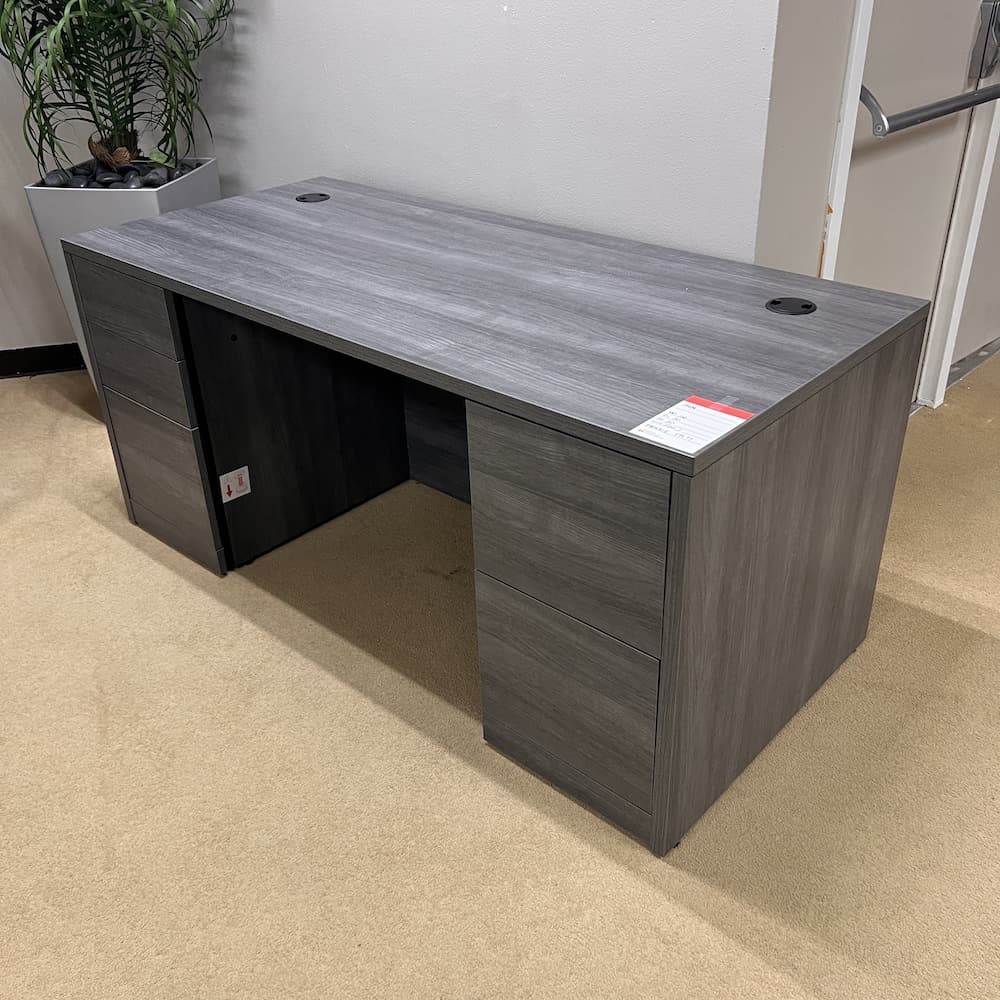 hon brand grey laminate desk with double pedestal, used office furniture