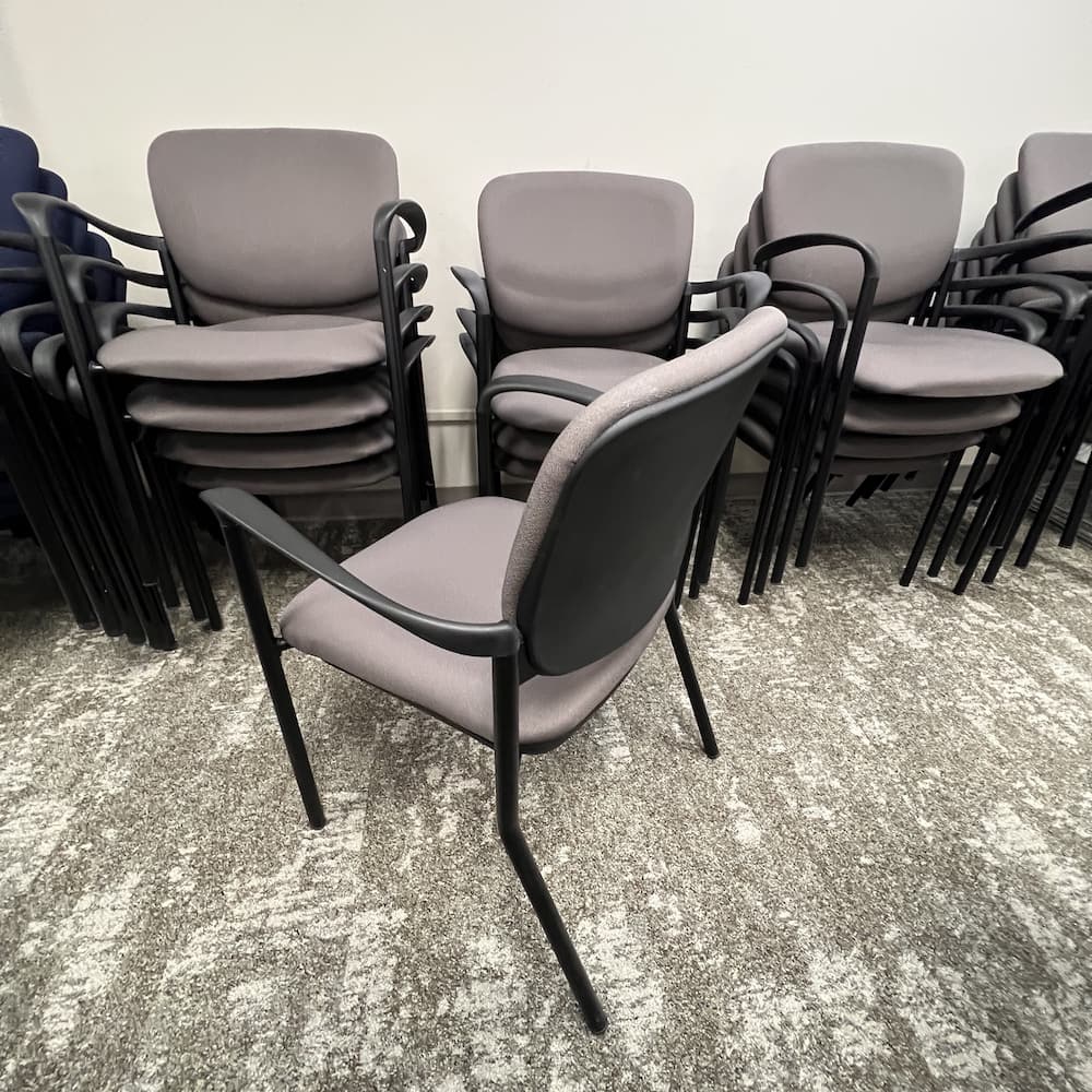 grey lacasse stacking chair, with arms, used office furniture