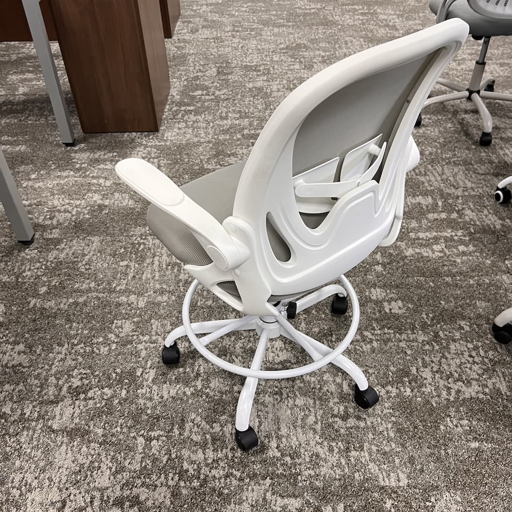 grey and white task chair office stool, used office furniture