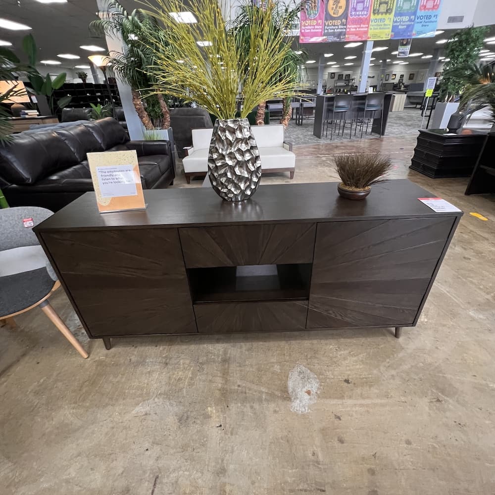 jofran espresso veneer wood credenza console buffet, open box scratch n dent home furniture waltham reece americano