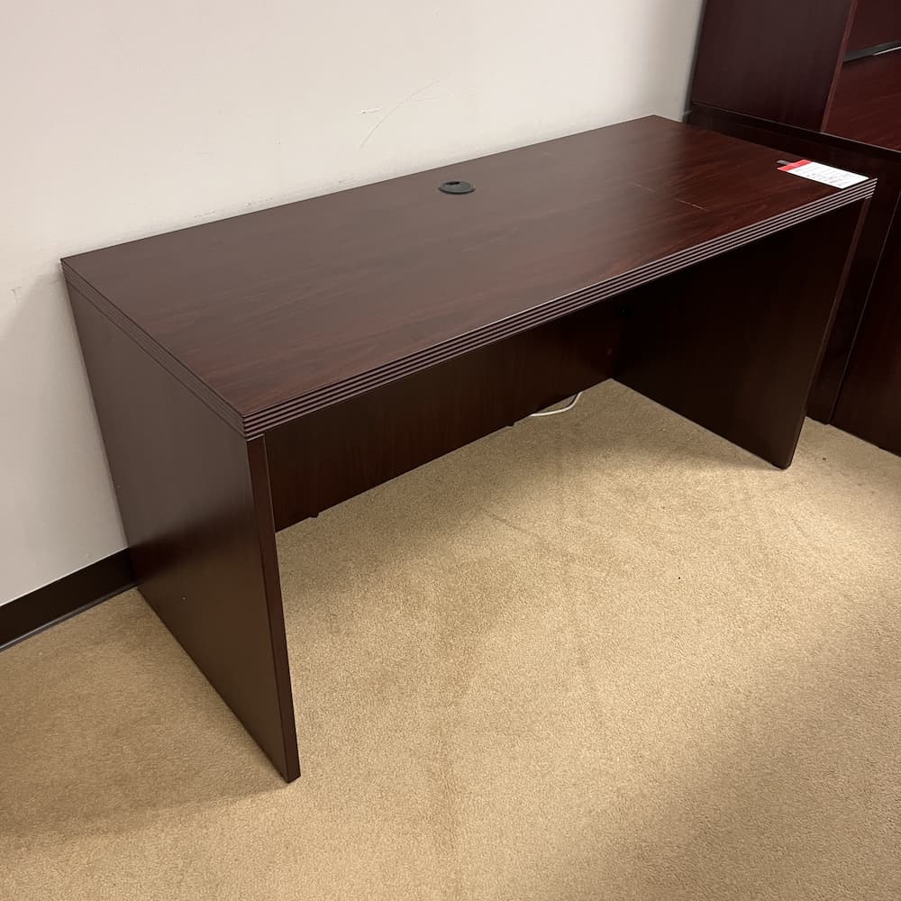 mahogany desk shell, laminate with fluted edge, used office furniture