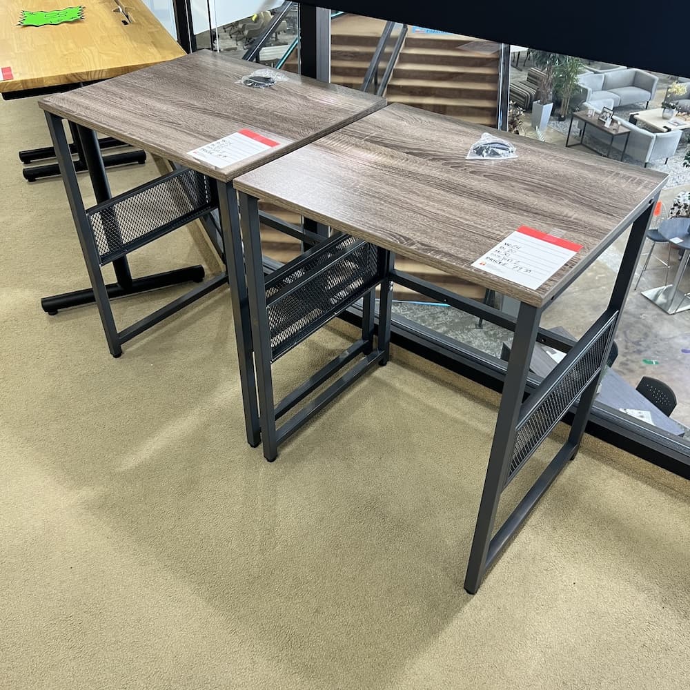 montego small desk printer stand, walnut and grey