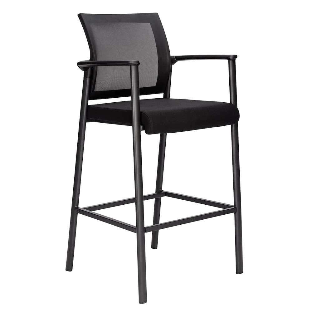 new Oslo office stool, bar height, black upholstery with black mesh back, new office furniture, collaboration table