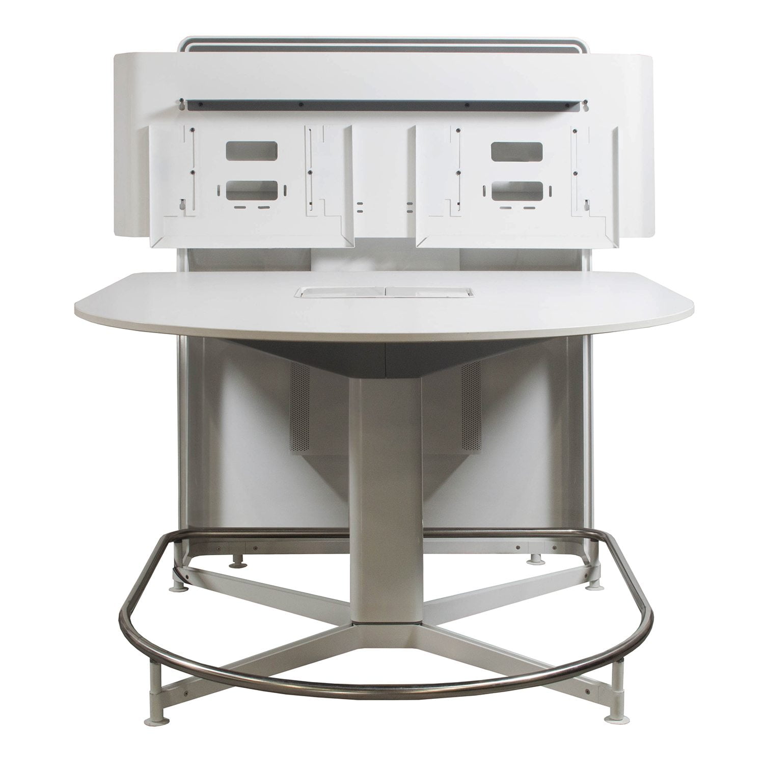 Set - Steelcase Media:Scape TC White Laminate Half Round Bar Height Conference Collaboration Table - Image 6