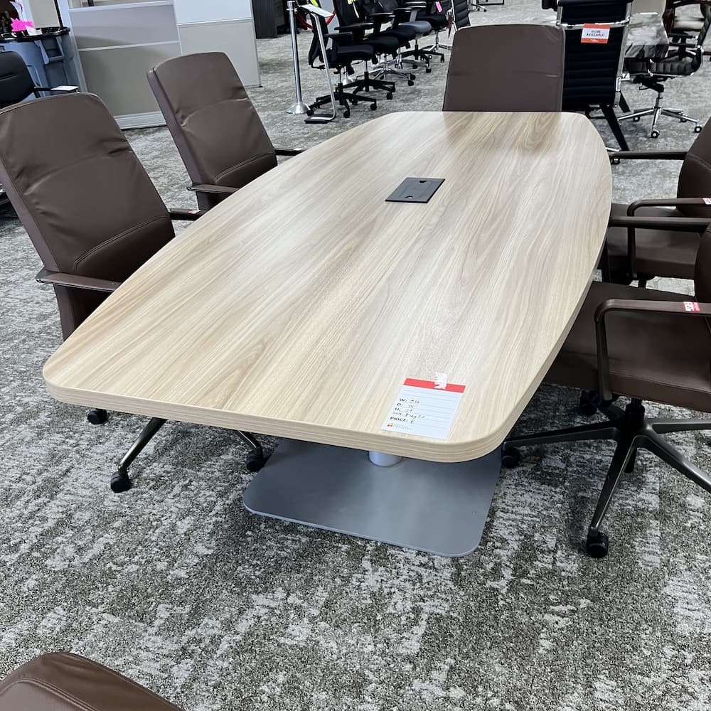 american elm 8 ft boat shaped table, conference, used office furniture