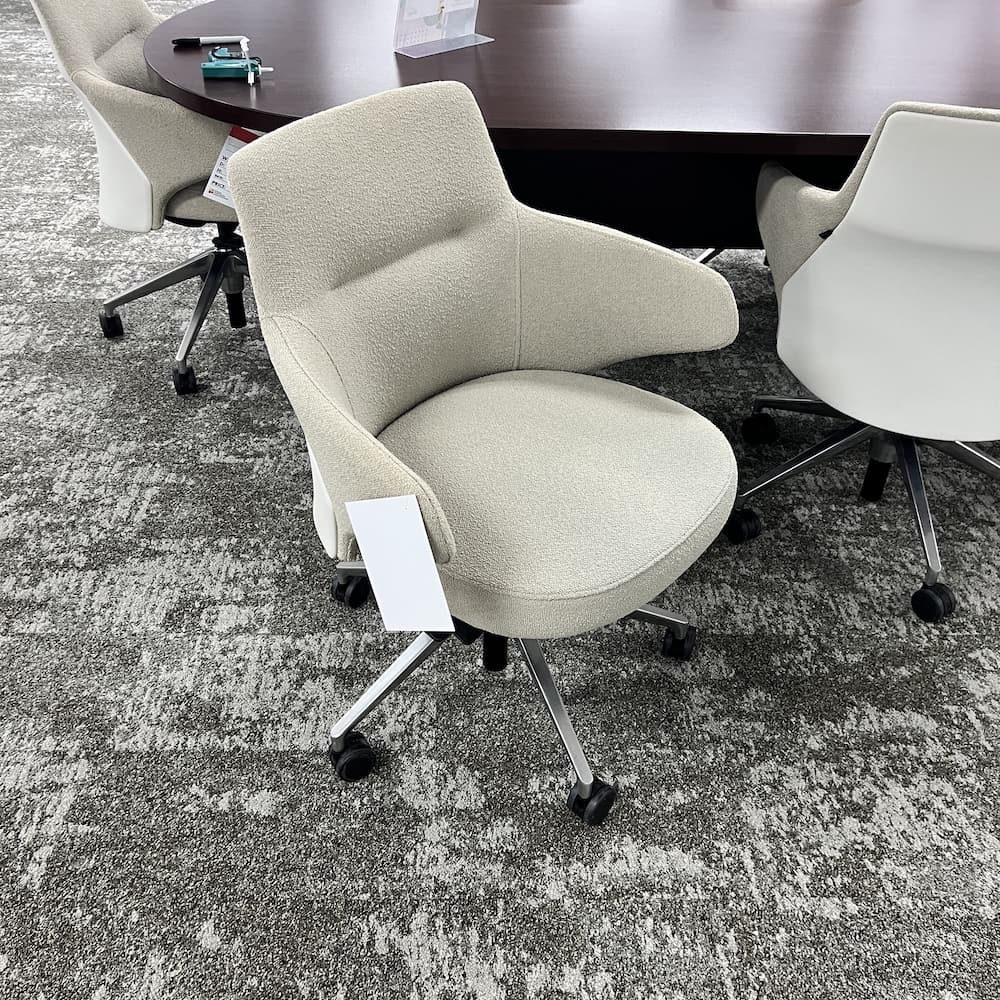 beige boucle coalesse massaud midback conference chair, steelcase office furniture