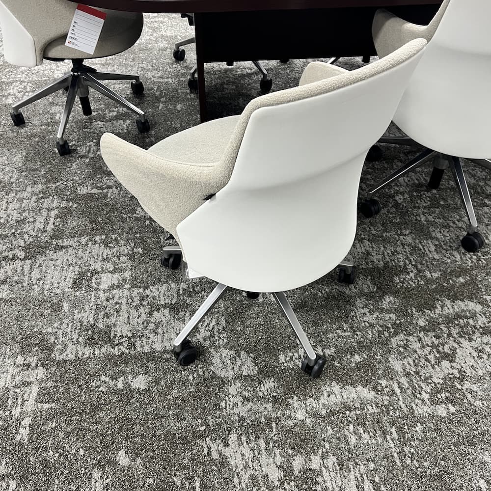beige boucle coalesse massaud midback conference chair, steelcase office furniture