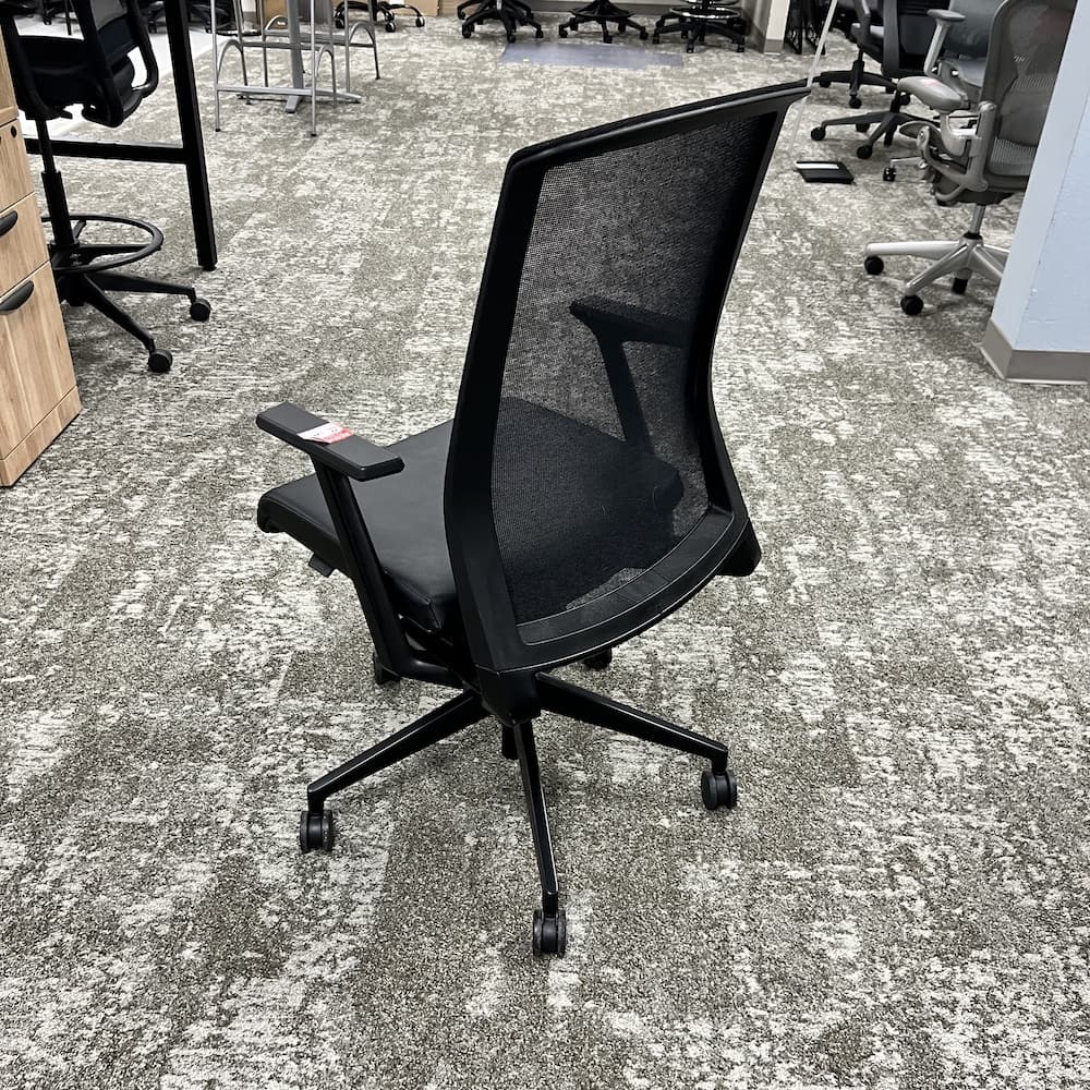 black haworth very mesh back, vinyl, office chair, used office furniture