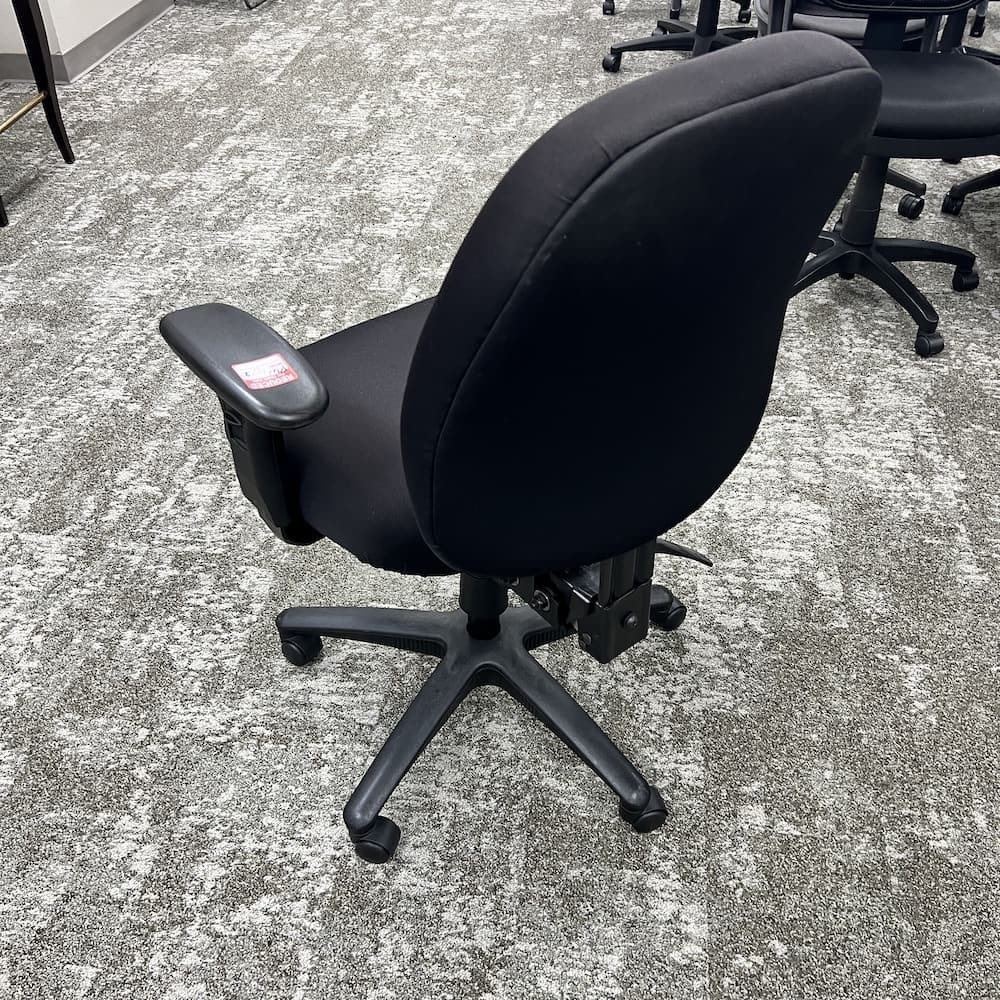 black upholstered task chair, Lorell, used office furniture