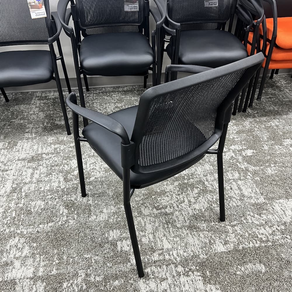 black mesh back work pro spectrum stacking chair, black vinyl seat