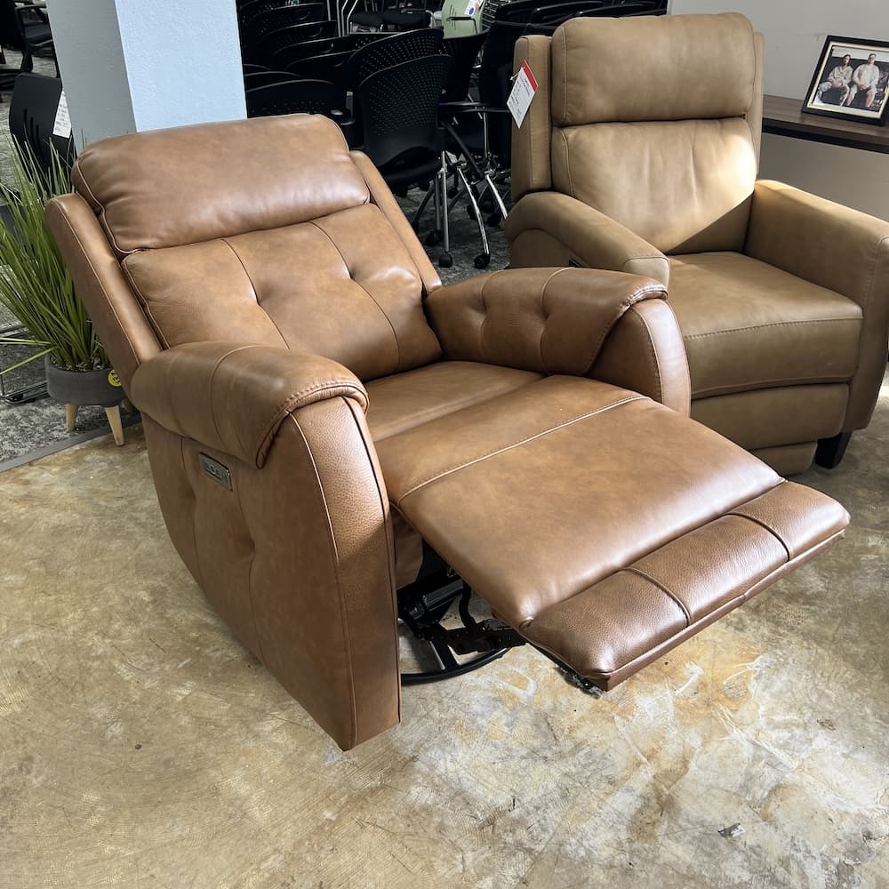 brown leather recliner, southern motion, open box home furniture
