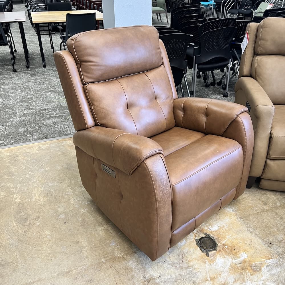 brown leather recliner, southern motion, open box home furniture