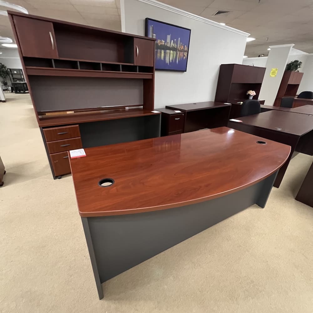 cherry and grey laminate bush furniture set, used office furniture
