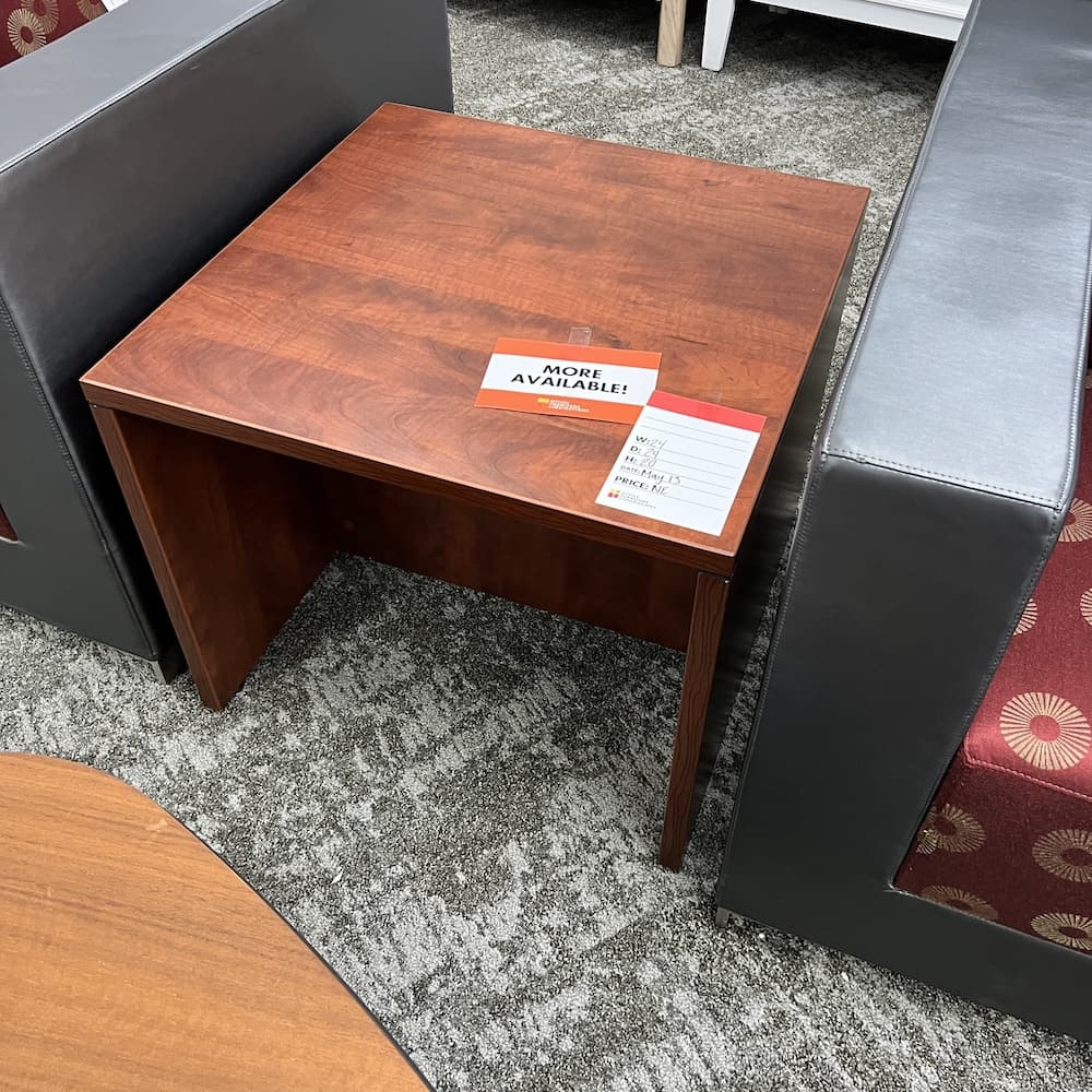 cherry side table, laminate, square, commercial office furniture open box