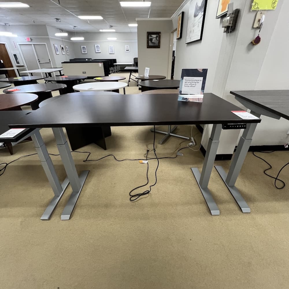 espresso laminate with grey amq base 60 x 30, used office furniture