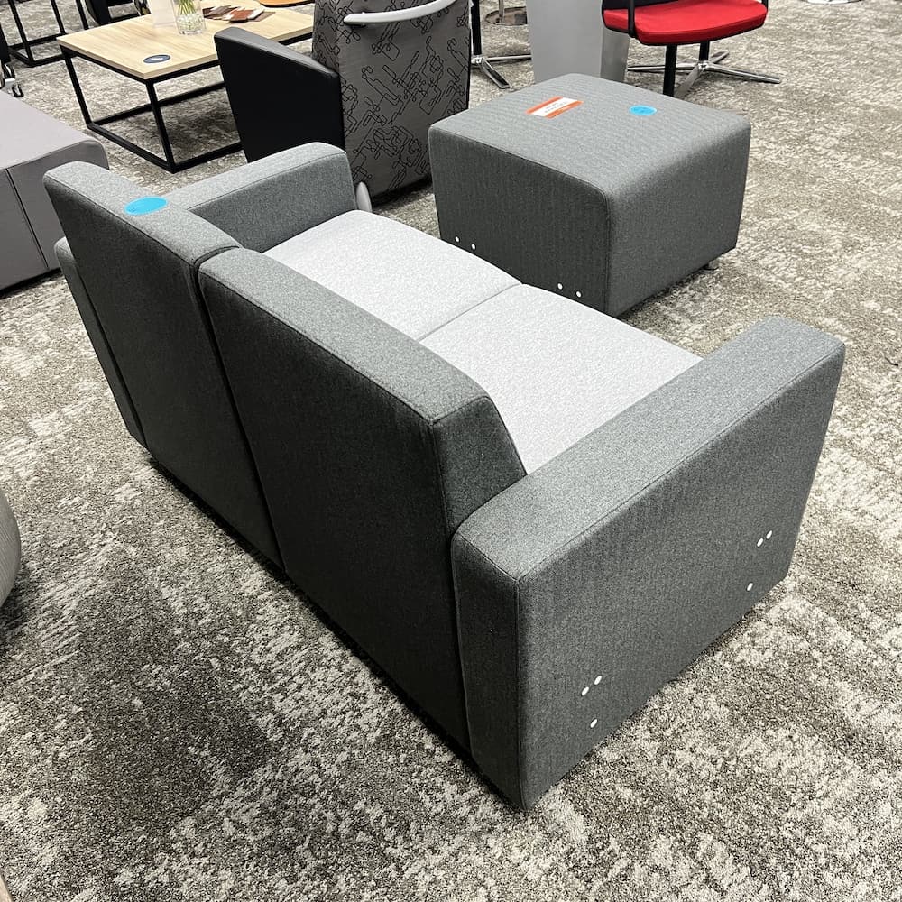 grey two tone sofa couch loveseat with subtle herringbone pattern
