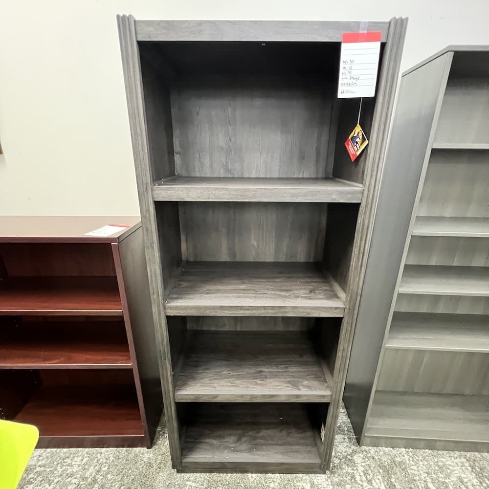 Belle Furnishings grey bookcase 72" tall open box furniture