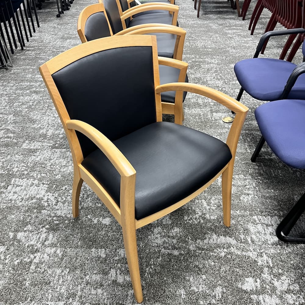 black and maple veneer guest chair used reception furniture office