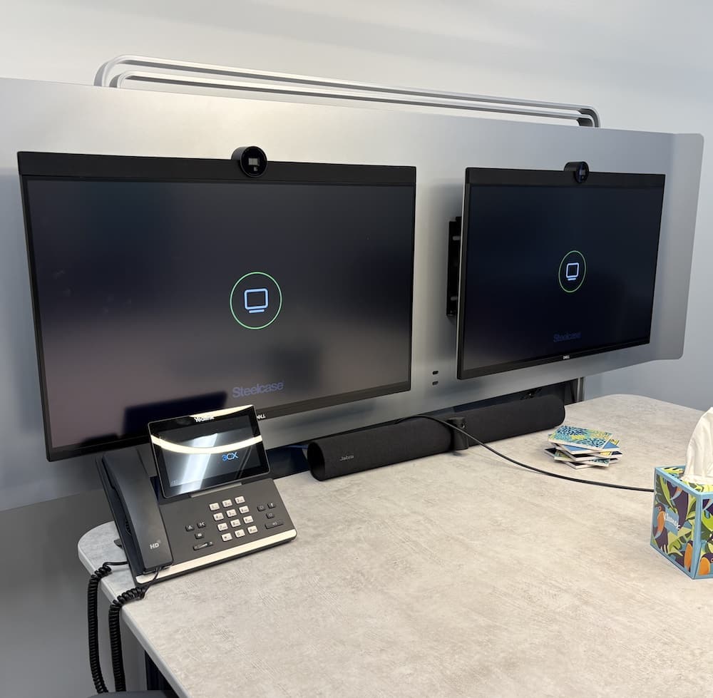 mediascape steelcase conference office set, used, tv's bar height, used office furniture