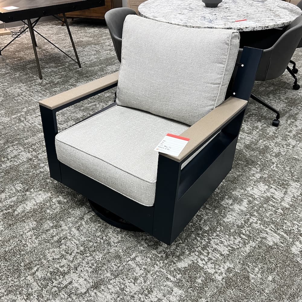navy and beige swivel glider chair, patio outdoor furniture, scratch n dent home furniture